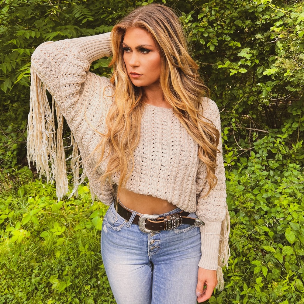 Elegant Fringe Knit Sweater